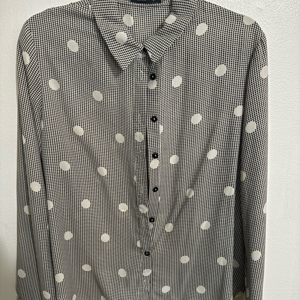 Cortelle Polka Dot Houndstooth button down shirt